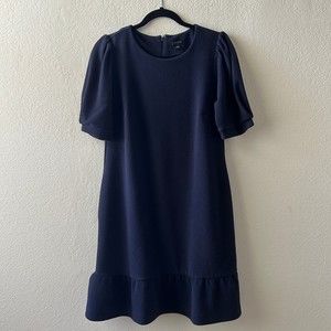 Ann Taylor Navy Blue Puff Sleeve Cottagecore Mini Dress